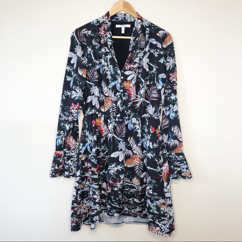 Derek Lam 10 Crosby Black Floral Shirtdress Long Sleeve Dress 6